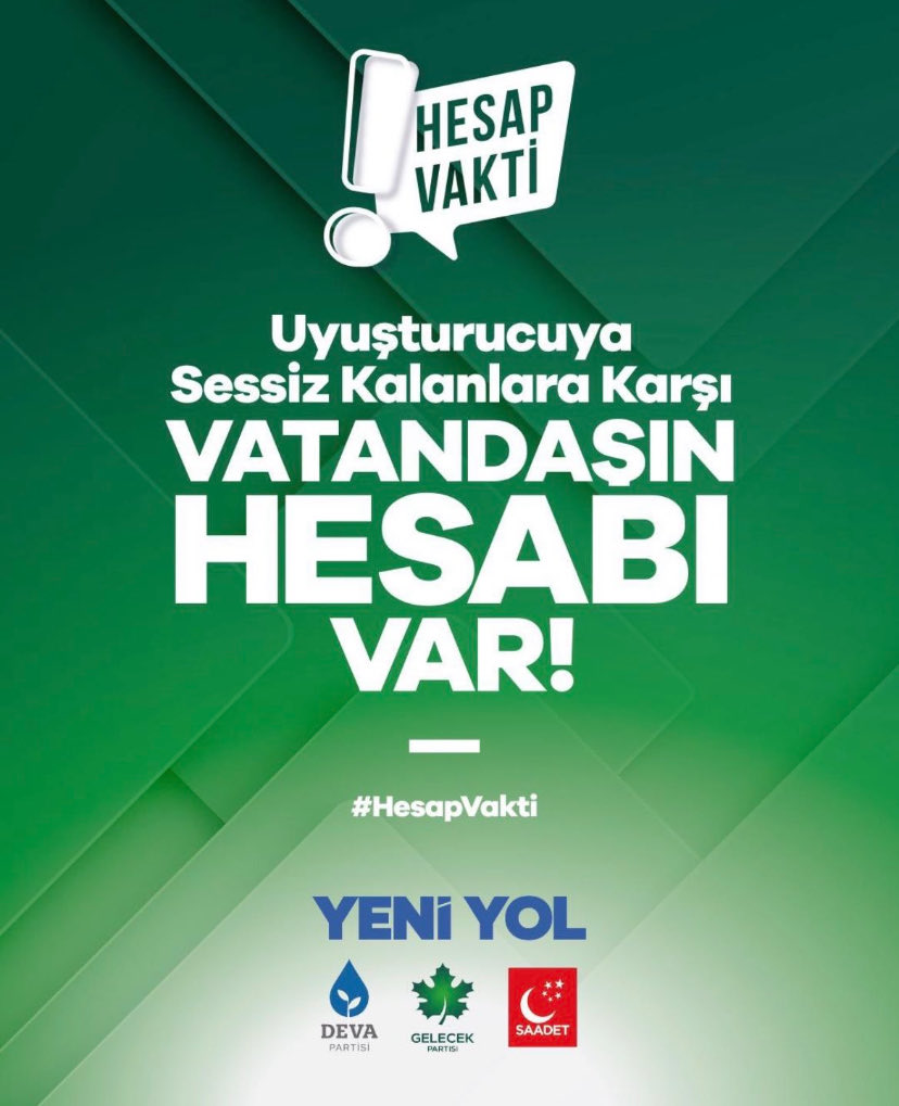 Türkiye'yi, dünyada uyuşturucunun üç ana merkezinden biri haline getiren zalimlerden hesap sorma vakti.

#HesapVakti