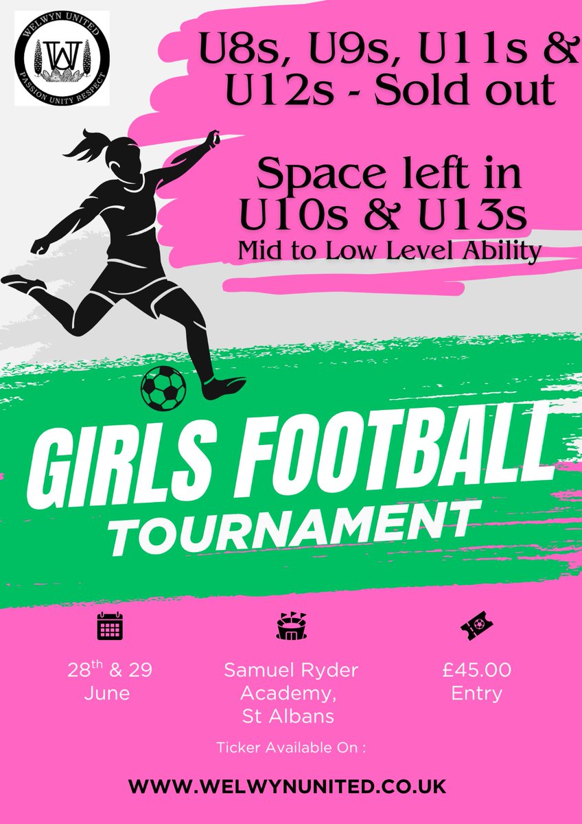 We still have some space in our U10s and U13s tournament. Please get in touch if you want to enter a team.