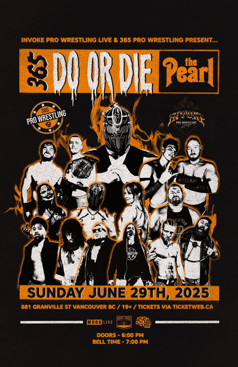 InvokeProWrestling (@invokepwl) on Twitter photo ✨🔥💀🔥✨
SUN JUNE 29TH AT <a href="/ThePearlVancity/">The Pearl on Granville</a>!
<a href="/InvokePWL/">InvokeProWrestling</a> X <a href="/365pw/">365 Pro Wrestling</a> PRESENT..
🔥365: DO OR DIE!🔥
WITH:
<a href="/NinjaMack1/">Ninja Mack</a>
<a href="/proTWilliams/">Travis Williams</a> & <a href="/thejudasicarus/">Judas Icarus</a>
<a href="/ZayePerez/">Zaye “Playboy” Perez</a> & <a href="/SpencerScottPRO/">Spencer Scott</a>
<a href="/SebWolfePRO/">Sebastian Wolfe</a>
<a href="/Ellieboy98/">ET</a>
<a href="/liiza_hall/">Liiza Hall</a>
<a href="/TheJackyLee/">Jacky Lee</a>
& MORE!
TICKETS: bit.ly/Invokex365Wres… ✨🔥💀🔥✨
SUN JUNE 29TH AT <a href="/ThePearlVancity/">The Pearl on Granville</a>!
<a href="/InvokePWL/">InvokeProWrestling</a> X <a href="/365pw/">365 Pro Wrestling</a> PRESENT..
🔥365: DO OR DIE!🔥
WITH:
<a href="/NinjaMack1/">Ninja Mack</a>
<a href="/proTWilliams/">Travis Williams</a> & <a href="/thejudasicarus/">Judas Icarus</a>
<a href="/ZayePerez/">Zaye “Playboy” Perez</a> & <a href="/SpencerScottPRO/">Spencer Scott</a>
<a href="/SebWolfePRO/">Sebastian Wolfe</a>
<a href="/Ellieboy98/">ET</a>
<a href="/liiza_hall/">Liiza Hall</a>
<a href="/TheJackyLee/">Jacky Lee</a>
& MORE!
TICKETS: bit.ly/Invokex365Wres…