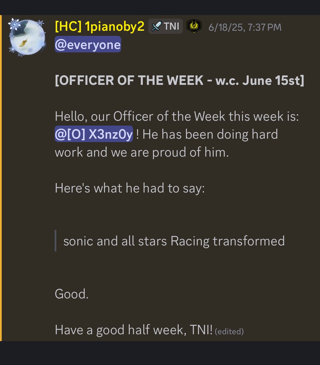 Congrats to @X3nz0y for being this week’s OOTW!