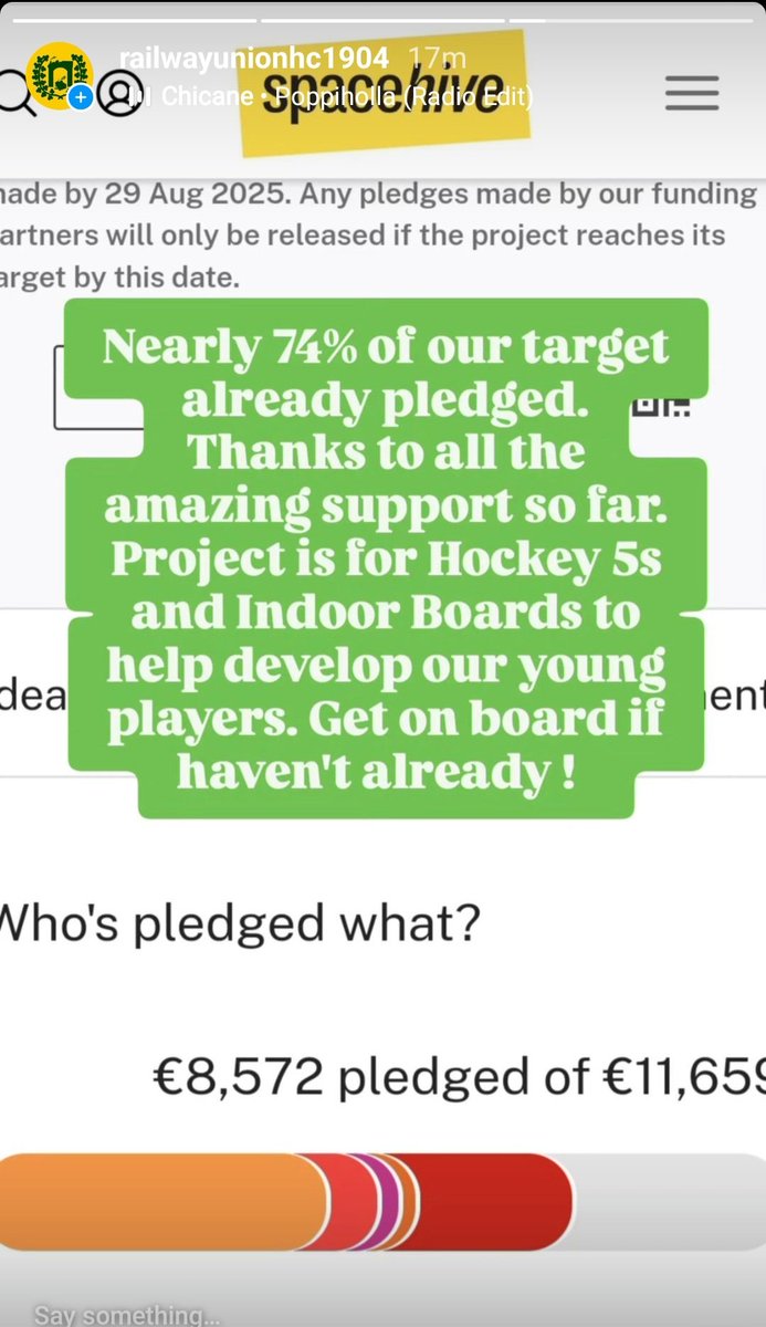RailwayUnionHC's tweet image. Thanks to amazing support so far we have got nearly 74% of our target. Time still to donate! The project is to support youth development via small sided games through the purchase of Hockey 5s and Indoor Hockey boards. To support please click link : 

spacehive.com/developing-and…