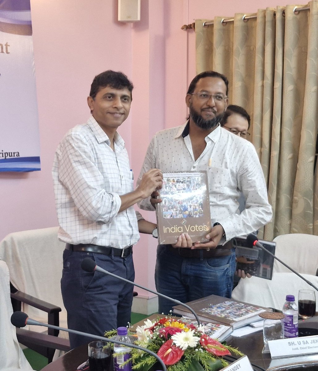 CEO, Tripura (@ceotripura) on Twitter photo আজ সন্ধ্যায় মাননীয় মুখ্য নির্বাচনী আধিকারিক শ্রী বৃজেশ পান্ডে ত্রিপুরার বিশিষ্ট প্রিন্ট, ইলেকট্রনিক এবং ওয়েবভিত্তিক সংবাদমাধ্যমের প্রধান সম্পাদকদের সঙ্গে এক আনুষ্ঠানিক মতবিনিময় বৈঠকে অংশগ্রহণ করেন। <a href="/ECISVEEP/">Election Commission of India</a> আজ সন্ধ্যায় মাননীয় মুখ্য নির্বাচনী আধিকারিক শ্রী বৃজেশ পান্ডে ত্রিপুরার বিশিষ্ট প্রিন্ট, ইলেকট্রনিক এবং ওয়েবভিত্তিক সংবাদমাধ্যমের প্রধান সম্পাদকদের সঙ্গে এক আনুষ্ঠানিক মতবিনিময় বৈঠকে অংশগ্রহণ করেন। <a href="/ECISVEEP/">Election Commission of India</a>