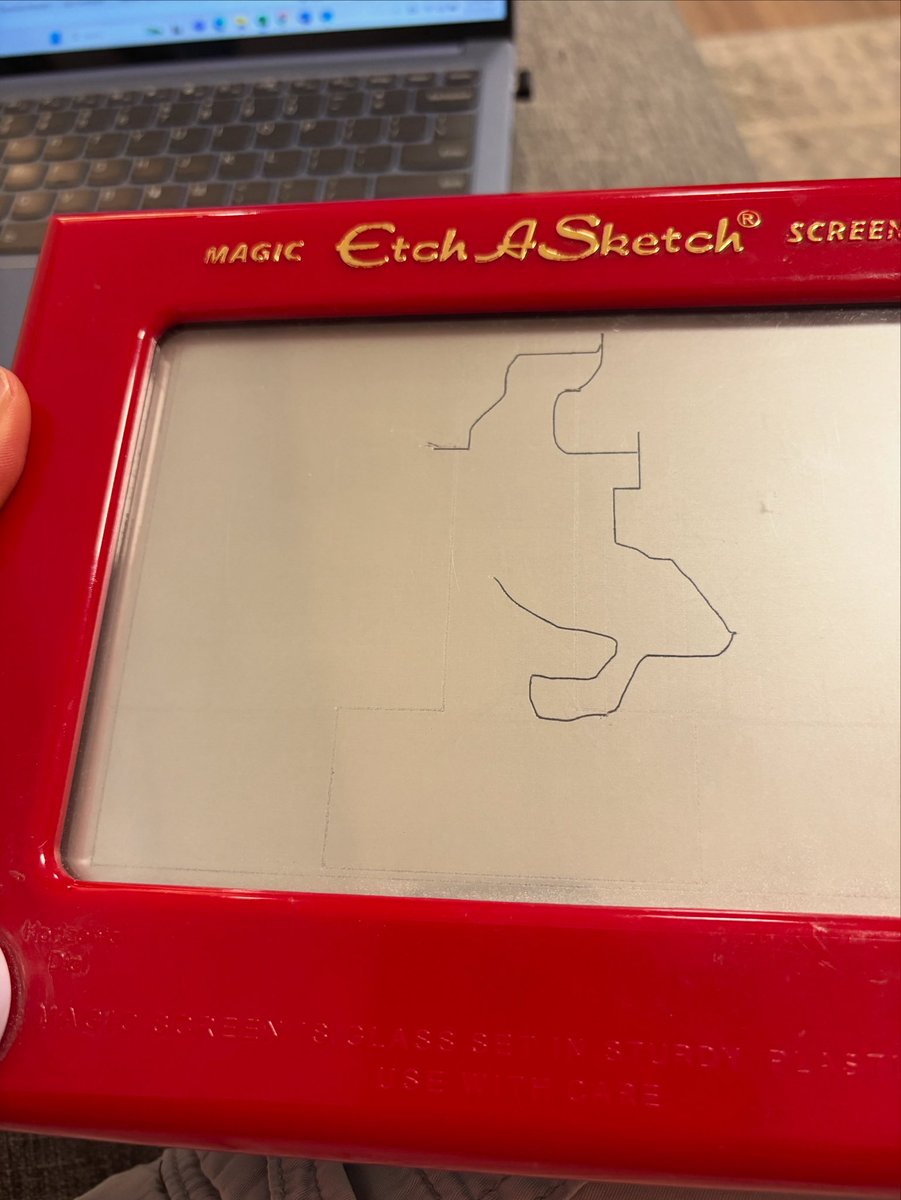 Etch-A-Sketch distraction. Not quite sure what I drew. 🧐