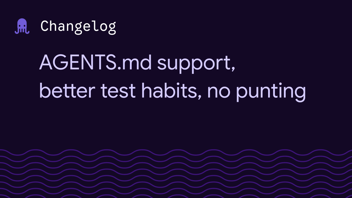julesagent's tweet image. New Jules agent just dropped.
- Reads AGENTS.md
- Faster runs
- Less punting when it can actually do the thing
- Reliable env setup (if you’ve scripted it)
- Improved test writing & running
Try it out and tell us what you break. Follow along with the full…