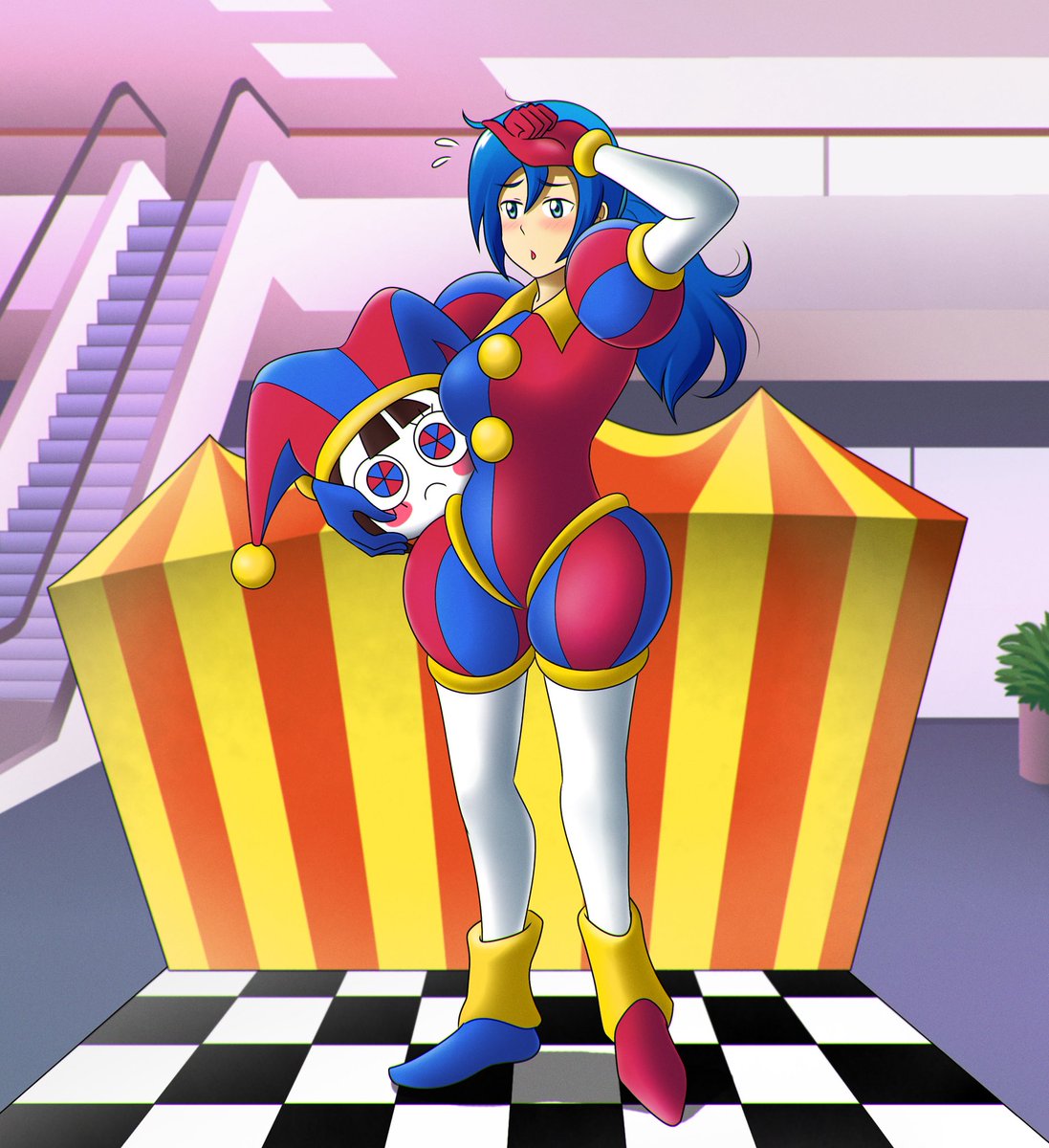 Anyone else watching the new #amazingdigitalcircus episode? 

🎨: <a href="/narvaez_nj/">MonocicloArt</a> 

<a href="/glitch_prod/">GLITCH</a> #glitch #kigurumi #fanart