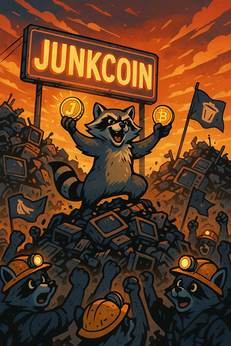 🗑️💥 Welcome to the Trashiest Revolution on the Blockchain 💥🗑️

Why invest in clean when you can hoard filth for profit?
JunkCoin ($JNK) is the DePIN memecoin rewarding degenerates for mining trash and stacking junk.
We’re not cleaning the world—we're owning the dump.
🦝 Dual