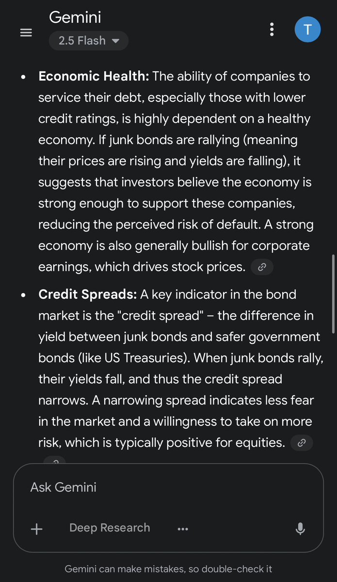 EWFTaha's tweet photo. Wild how $GOOGL #Gemini can simplify complex market dynamics like the #JunkBonds to #SP500 correlation. #BuyTheDip https://t.co/XYlyASHdPo