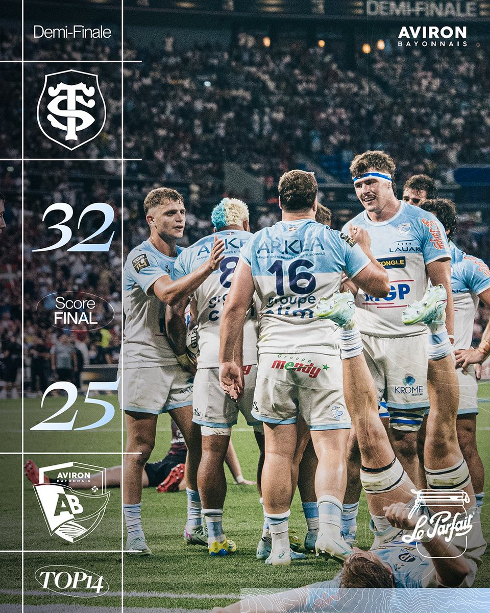 En donnant tout jusqu’au bout, nos 𝐂𝐢𝐞𝐥 &amp; 𝐁𝐥𝐚𝐧𝐜 terminent leur magnifique saison en demi-finale 🙏🏼

Merci à tous les supporters présents au stade et à Bayonne pour votre soutien inconditionnel 🩵🤍

#DemiesTOP14 #rugby