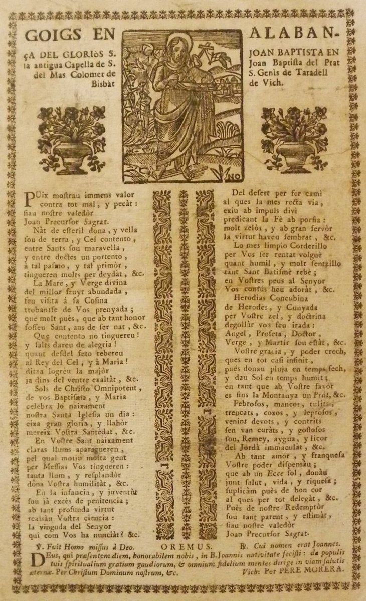 amades_acja's tweet image. #Dimartsdegoigs

"De Joseps, Joans i ases, n'hi ha per totes les cases" deia la parèmia popular.

Sant Joan realment fou un sant molt popular com ho testimonies les devocions locals i la toponímia, però, com a onomàstica, ha anat reculant respecte a l'època de la famosa frase.