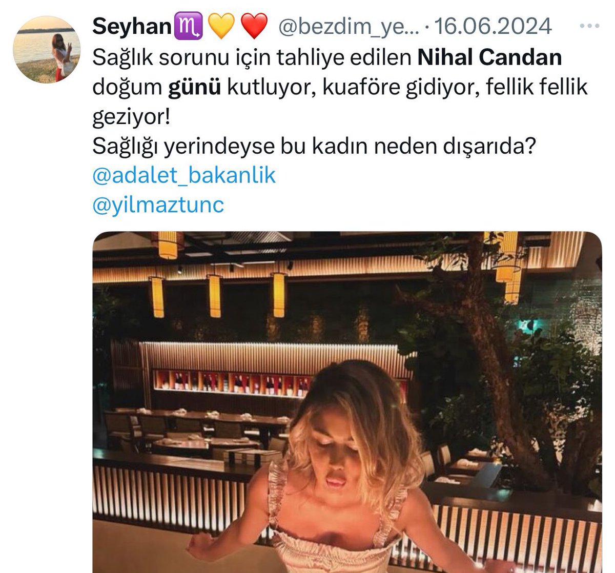 Nihal Candan, cezaevindeyken yakalandığı hastalık nedeniyle tahliye edilmişti. 

O günlerde tahliyeden sonra yine bu şekilde eleştiri almış ve 1 sene soneasında vefat etti