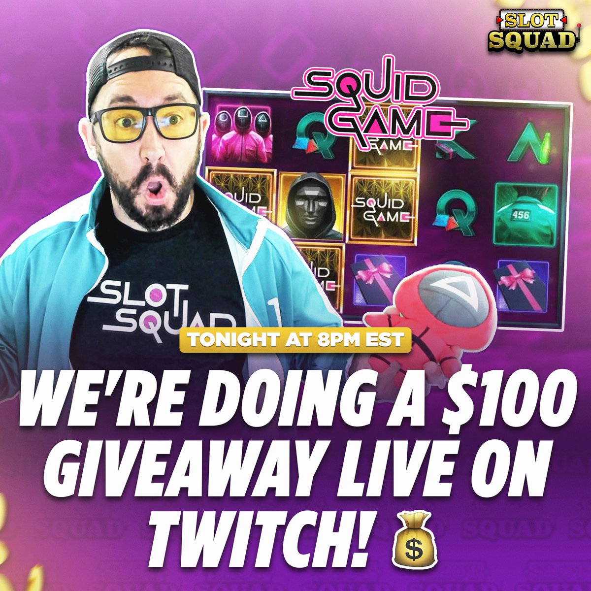 Tonight 8pm ET I’ll be playing some Squid Game Slots on <a href="/BetMGMCasino/">BetMGMCasino</a> watch along at Twitch.tv/TheSlotSquad