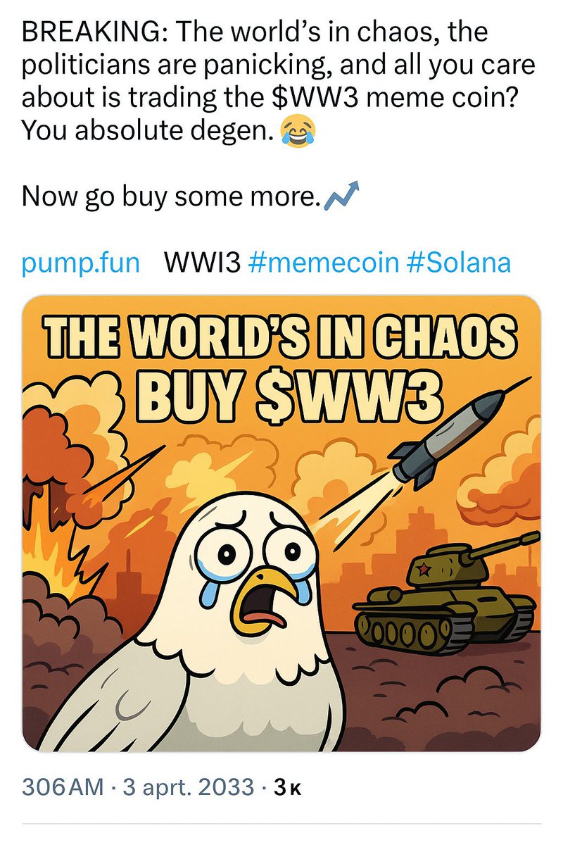Degen Alert – $WW3 tweet media