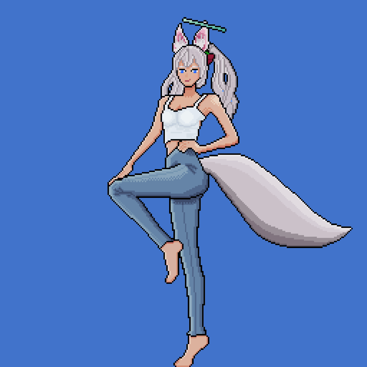 Guanrex's tweet image. I've started my pixel art journey and I wanted to share my first ever fan art: a pixel foxu. #KirschedArt