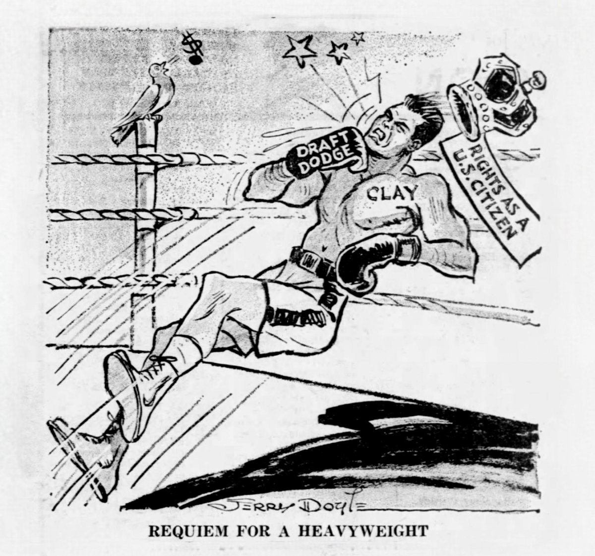 DavidKleinKS's tweet photo. An all-white jury convicted former heavyweight boxing champion Muhammad Ali of felony draft evasion charges #TDIH in 1967. Much of the press and public viewed Ali as a "draft dodger", hostile to his membership in the Nation of Islam. Philadelphia Daily News, May 2, 1967. #history https://t.co/Wu60uxuqnC