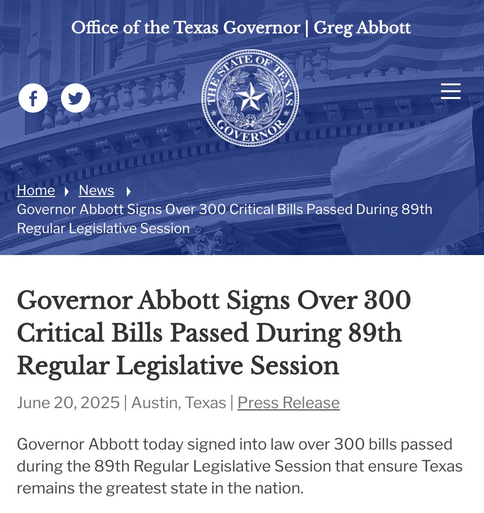🇺🇸 Texas Update: Gov. Abbott today signed 300 bills, but *not* Bitcoin  Reserve bill SB 21. BUT - He *did* sign HB 4488, which ensures that the SBR  (if created) would be