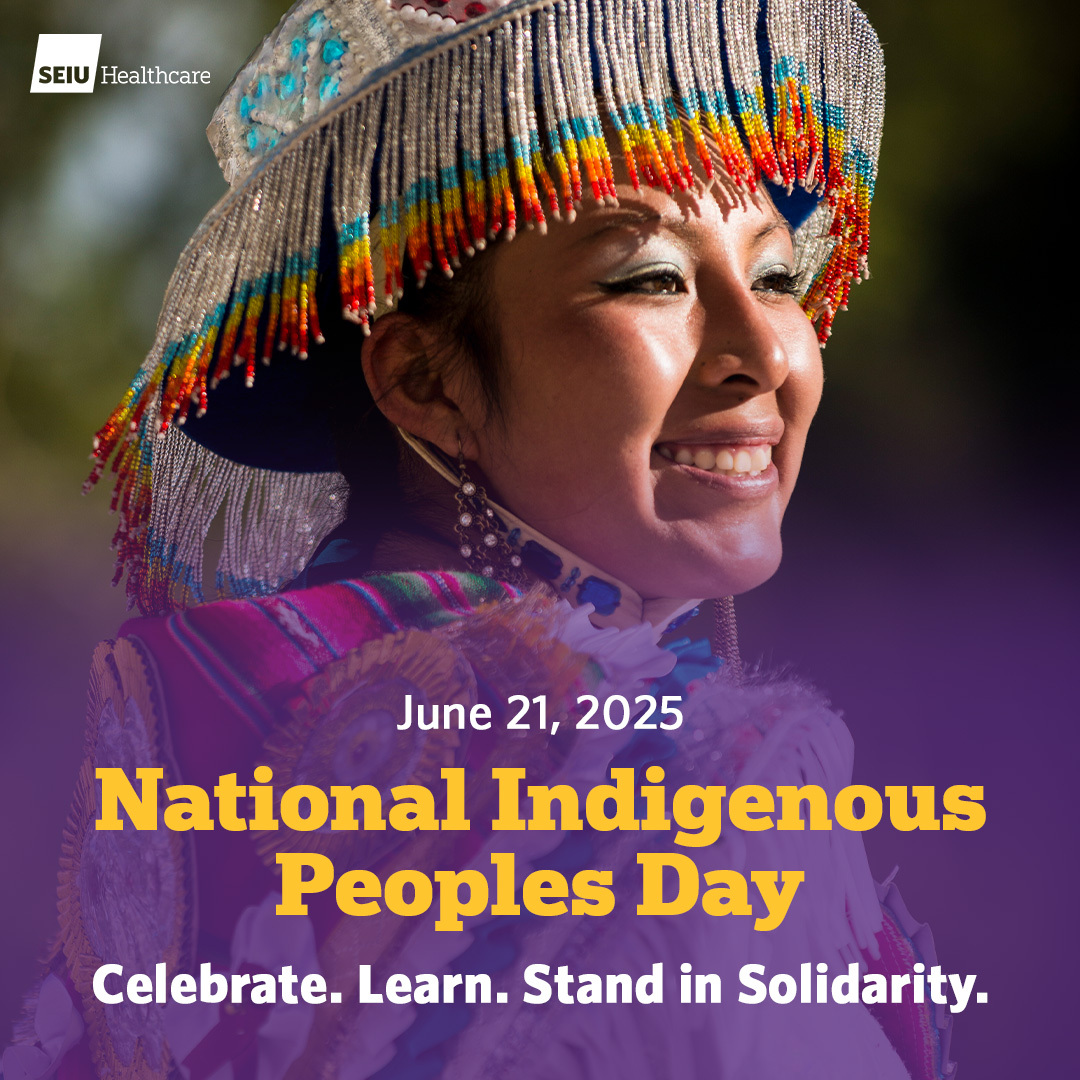 SEIUHealthCan's tweet image. June 21st marks National Indigenous Peoples Day.
Today, we recognize, honour and celebrate the culture, heritage and contributions of First Nations, Inuit and Métis across Canada.
Shyanna Medicine, our Executive Board's Indigenous Representative, shares a message about the…