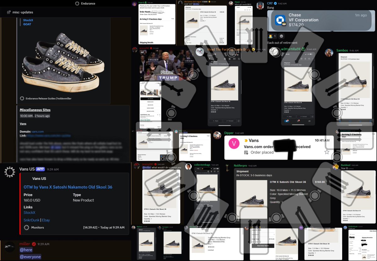 Satoshiiiii Vans 🤑 $160 retail ➡️ $900+ resale

Our members copped 21/40 pairs that dropped thanks to our custom monitor and early info

We always have an edge

these are dropping on another website soon... get ready and join us whop.com/c/endurance/jo…