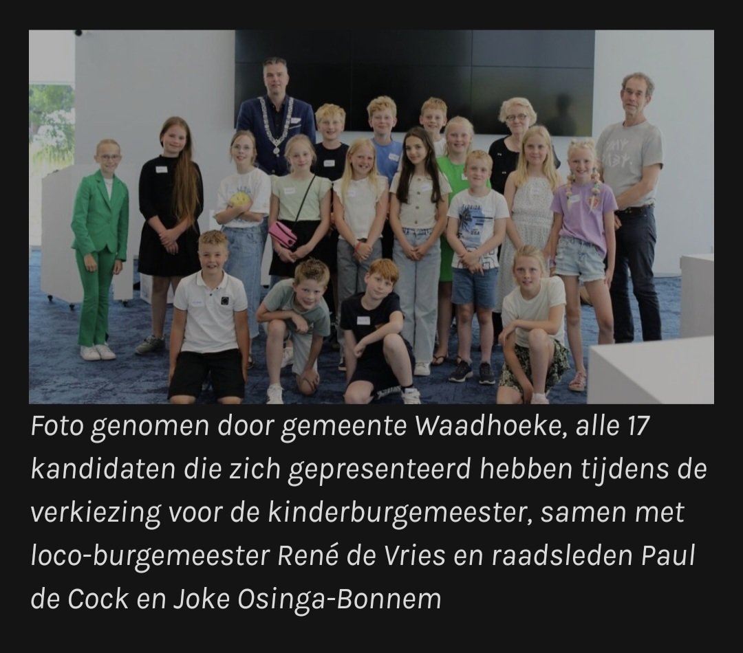 Vanmiddag is Doutzen Jorritsma gekozen tot nieuwe Kinderburgemeester van Waadhoeke . Ze begint in september 2025. Er waren 17 enthousiaste kandidaten.  
In de jury: wethouder René de Vries , FNP raadslid Paul de Cock  en VVD raadslid  Joke Osinga-Bonnema. Bericht Franeker Actueel