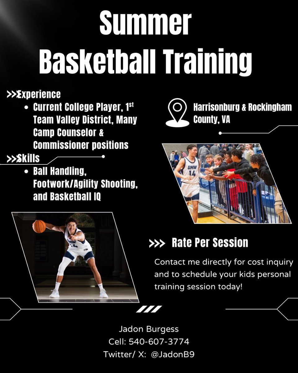 I’m excited to announce that I’ll be offering personal basketball training sessions this summer! The program has openings, and each session is tailored to your skill level and goals. I’ve already started a few athletes and am looking to expand. Text today 
&amp; level up your game!