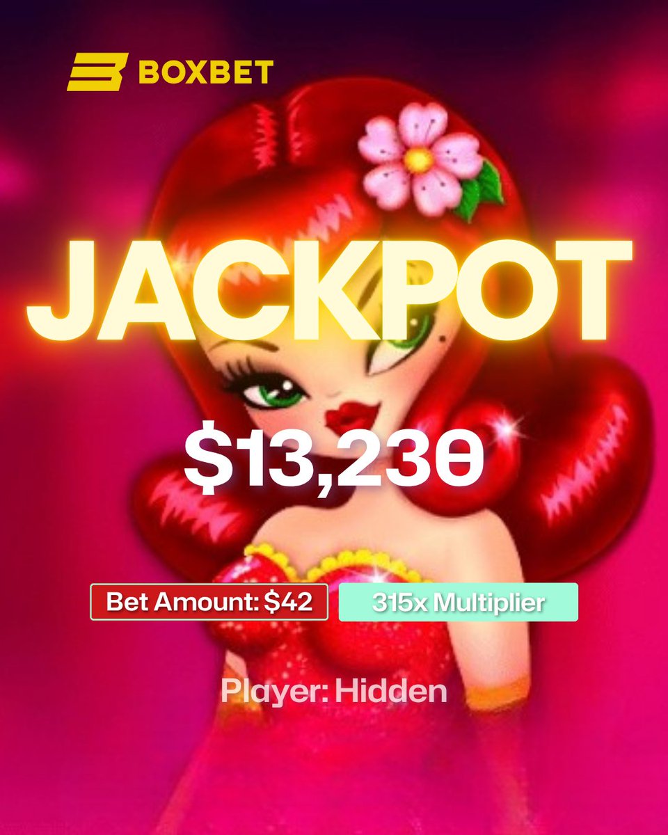 BoxBetio's tweet photo. 🍒 THE SWEETEST JACKPOT HIT 🍒
$42 in → $13,230 out.
315x MULTI on Miss Cherry Fruits.
She didn’t just flirt… she paid. 💋💰
👉 Play now at https://t.co/f4TmrohapY
#BoxBet #MissCherryFruits #CryptoCasino #Jackpot #SpinToWin https://t.co/wO4RAWi6VD