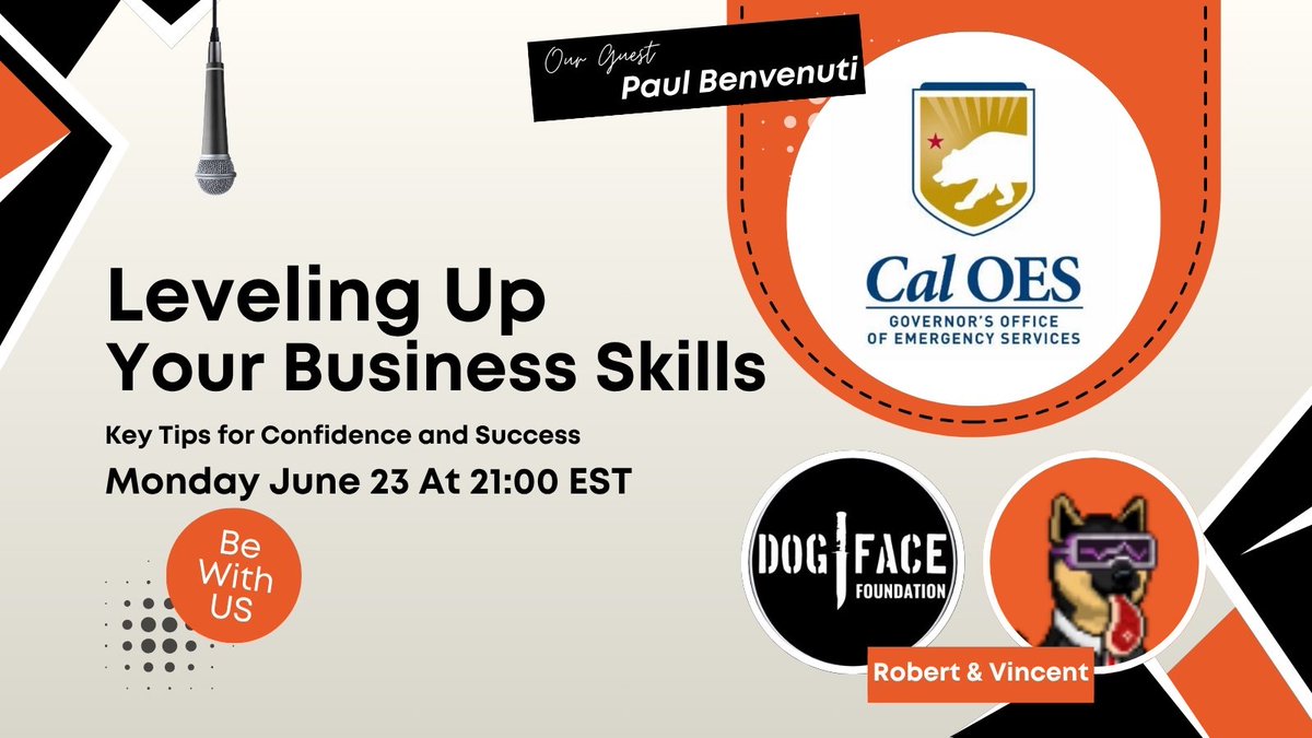 🔥 Level Up Your Business Skills – June 23, 9pm EST

From mindset to execution - get the tools to thrive.
<a href="/LeoDawilde1/">Rob ‘Leo’ Tardie | DogFace Foundation</a>, <a href="/DJVincentR/">Vincent_R | BTC Underdogs</a> &amp; guest <a href="/paulwally21/">Paul Benvenuti</a> (Cal OES) bring the heat in this no-BS session.

📍 Don’t coast. Show up sharp.
x.com/i/spaces/1MnGn…

#BTCUnderdogs