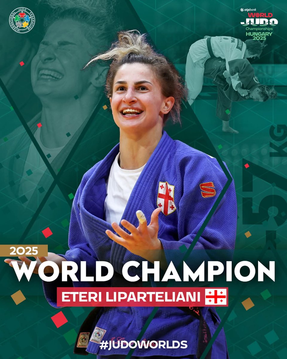 EDugladze's tweet photo. 🇬🇪🥇💪🏻 World Judo Champions!
#TeamGeorgia @Judo 

And Eteri Liparteliani -
🥋 the first-ever Georgian woman to reach a senior World Judo Championship final...
and become a CHAMPION! 🇬🇪🏆

#WorldJudoChampionships #HistoryMade https://t.co/qS60O955C4 https://t.co/vvsF5vSbmX