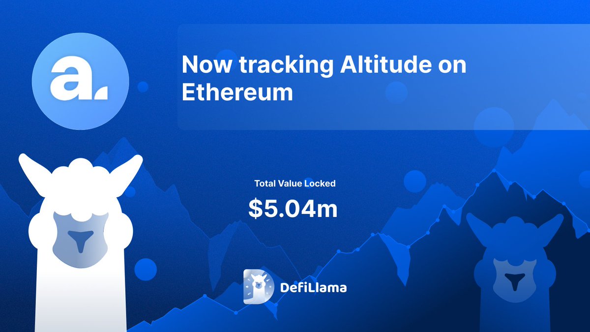 DefiLlama.com (@defillama) on Twitter photo Now tracking <a href="/AltitudeFi_/">Altitude</a> on <a href="/ethereum/">Ethereum</a> 
Altitude is a DeFi lending protocol that helps users borrow at the best rates while maximizing the use of their collateral to reduce loan costs and earn yield Now tracking <a href="/AltitudeFi_/">Altitude</a> on <a href="/ethereum/">Ethereum</a> 
Altitude is a DeFi lending protocol that helps users borrow at the best rates while maximizing the use of their collateral to reduce loan costs and earn yield