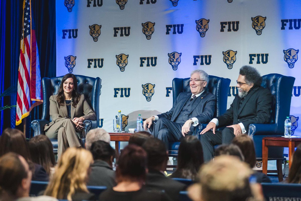 FIUPresident's tweet image. Today, I launched the FIU Presidential Speaker Series with renowned professors Dr. Robert P. George and Dr. Cornel West.
Thank you for a robust discussion around academic freedom and civil discourse in higher education.