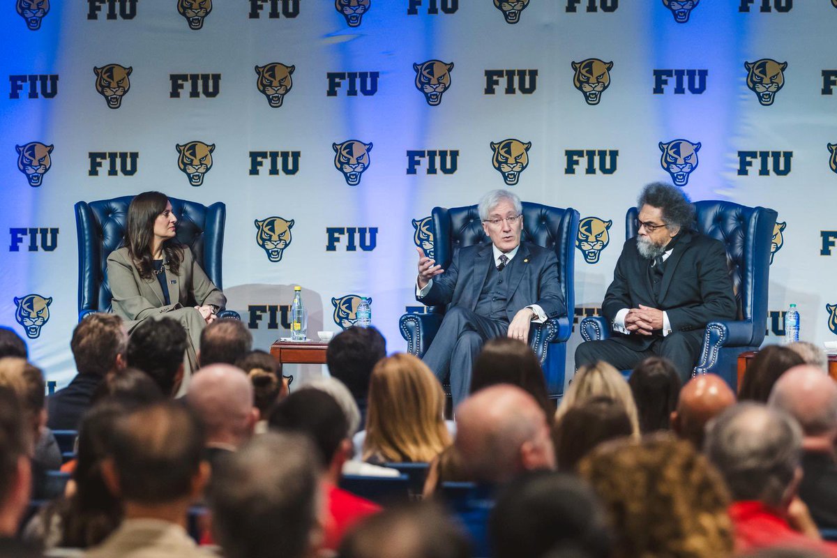 FIUPresident's tweet image. Today, I launched the FIU Presidential Speaker Series with renowned professors Dr. Robert P. George and Dr. Cornel West.
Thank you for a robust discussion around academic freedom and civil discourse in higher education.