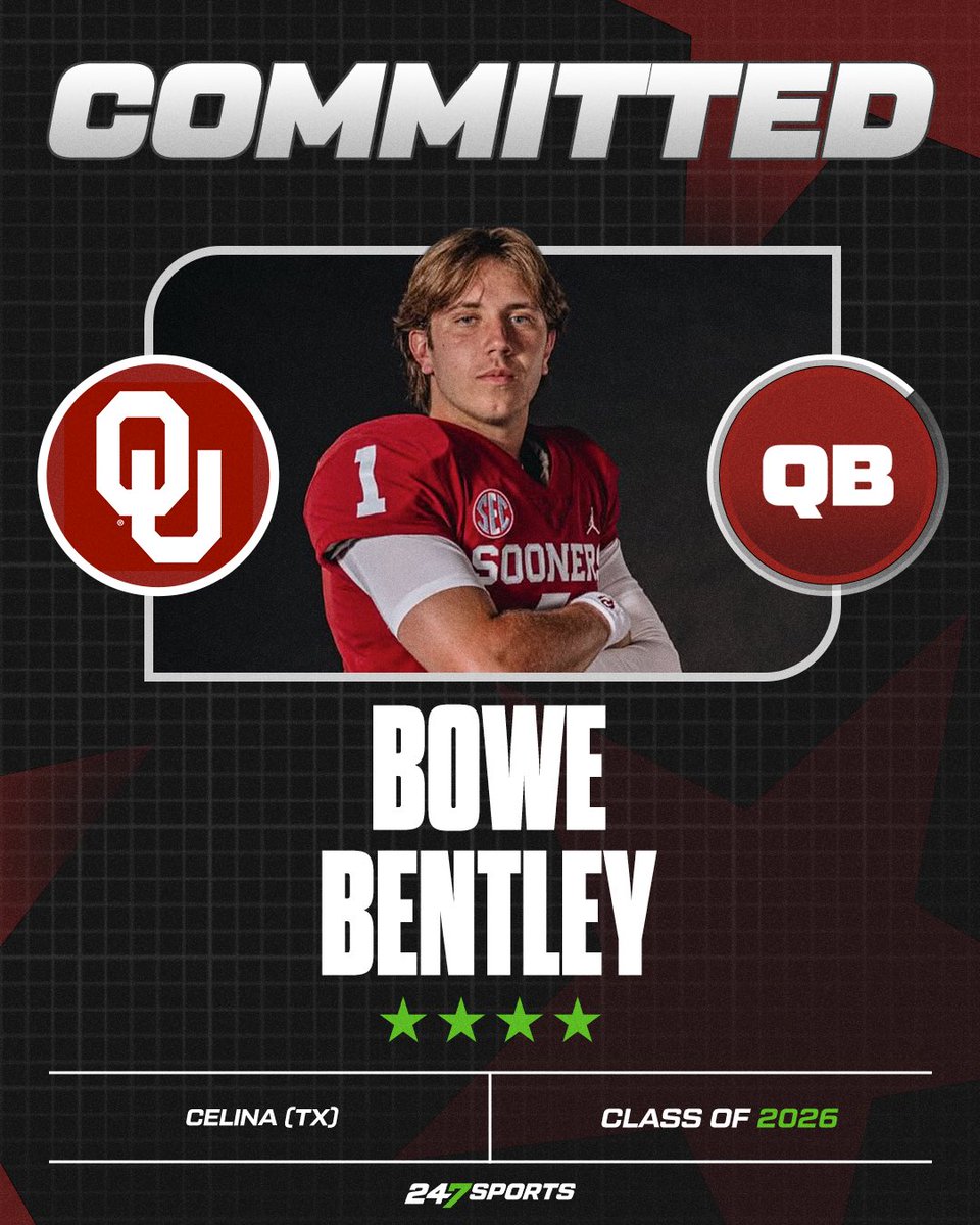 🚨COMMIT ALERT🚨

It’s done.

Bowe Bentley has committed to the #Sooners

Ben Arbuckle and Brent Venables get their guy

A longtime Oklahoma fan is taking his career to Norman

📝: 247sports.com/college/oklaho…
