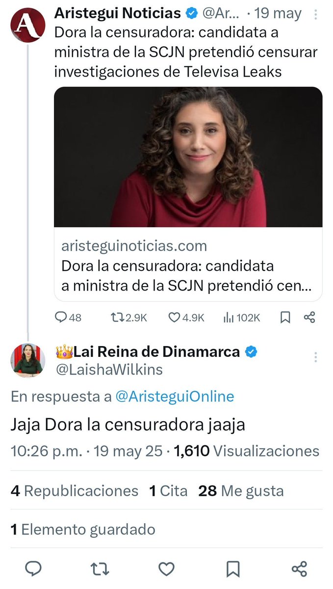 CarlosTorresF_'s tweet image. Por este tweet, la querida @LaishaWilkins fue denunciada en el @TEPJF_informa y procedió dicha denuncia.

Esto es el régimen de Morena.