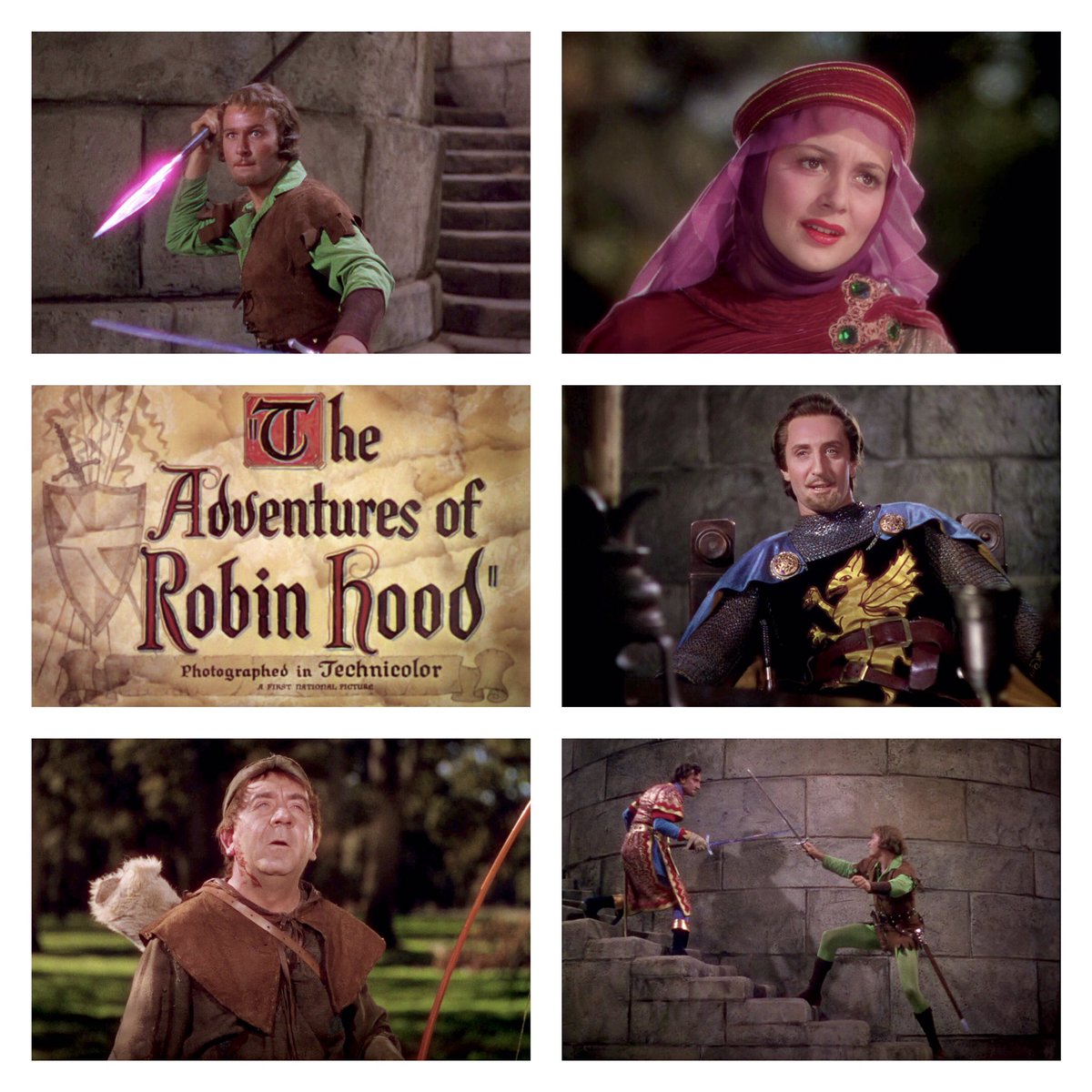 #ErrolFlynn stars in Michael Curtiz’s 🇺🇸American Technicolor epic swashbuckler film “THE ADVENTURES OF ROBIN HOOD” with Olivia de Havilland, Basil Rathbone, Claude Rains and Una O’Conner 

🎬 Warner Bros. Pictures