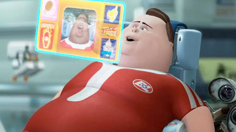 It's funny how quickly science fiction ages – you can tell WALL-E came out a while ago because of the future technology they DON'T have. Ozempic-free zone.
