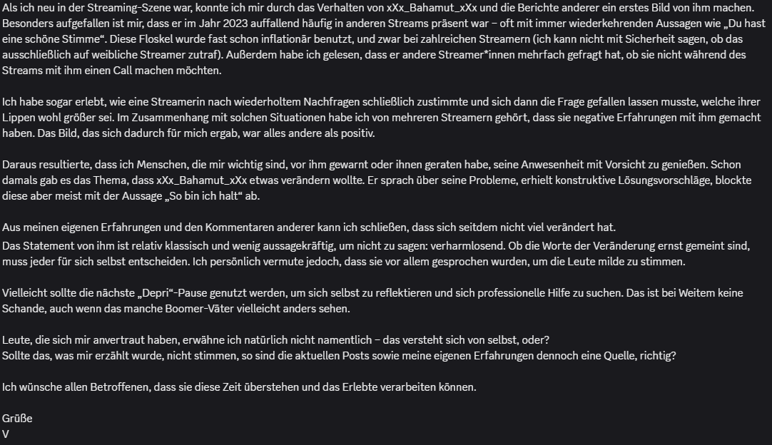 Worte zu dem Current Vtuber Stuff