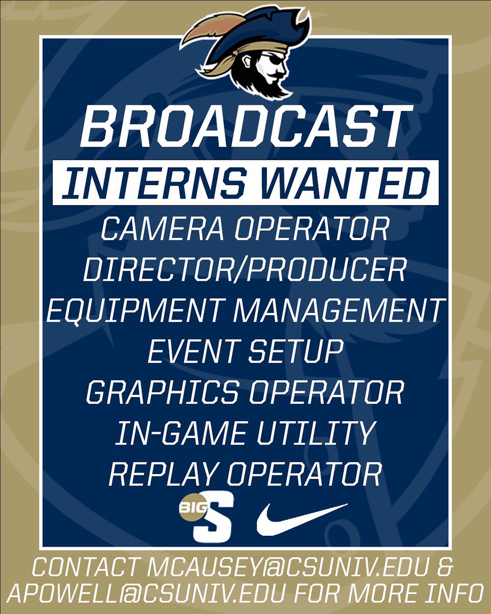 Looking for interns to assist in our broadcast department for this upcoming year! Contact Ally Powell and Michael Causey for more information!