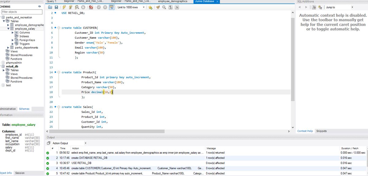 OgbeniHercules's tweet image. My first SQL Database....

Written from scratch!!!

#SQLJourney #DataAnalytics #DatabaseDesign #UnlearnAndRelearn #SQLBeginner #TechLearning #GrowthMindset #LearningByDoing #DataCommunity #LinkedInLearning #Databases #MySQL #SQLProjects
