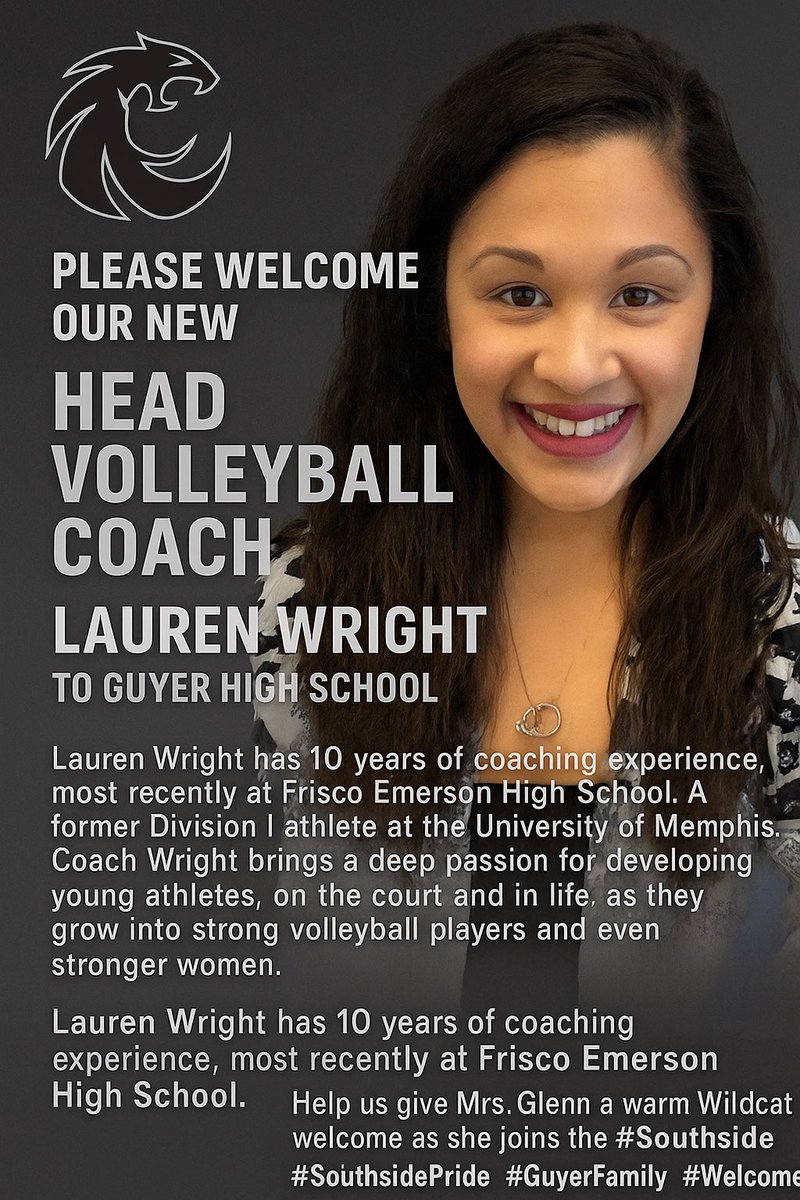 Nicole Jund, EdD (@nicolejund) on Twitter photo Please join me in welcoming to Lauren Wright to <a href="/GHS_Wildcats/">Guyer HS Wildcats</a> and <a href="/GuyerVolleyball/">Guyer Volleyball</a> #Southside <a href="/DentonISDSports/">Denton ISD Athletics</a> <a href="/GuyerAthletics/">Guyer Wildcat Athletics</a> Please join me in welcoming to Lauren Wright to <a href="/GHS_Wildcats/">Guyer HS Wildcats</a> and <a href="/GuyerVolleyball/">Guyer Volleyball</a> #Southside <a href="/DentonISDSports/">Denton ISD Athletics</a> <a href="/GuyerAthletics/">Guyer Wildcat Athletics</a>