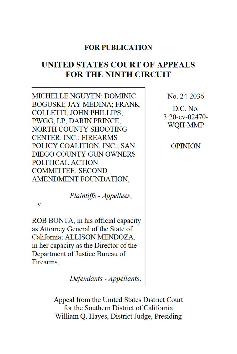 GunFoundation's tweet image. 🚨BREAKING🚨
In Michelle Nguyen vs. Bonta, a case where GOF & @GunOwners filed an amicus, a 9th Circuit panel unanimously ruled that California's one gun a month law is unconstitutional.
"The point is that the Second Amendment is more robust than California accepts."