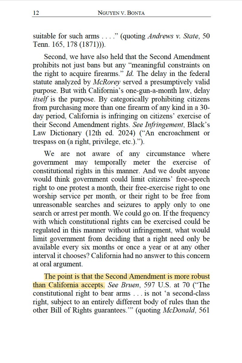 Gun Owners Foundation (@gunfoundation) on Twitter photo 🚨BREAKING🚨
In Michelle Nguyen vs. Bonta, a case where GOF & <a href="/GunOwners/">Gun Owners of America</a> filed an amicus, a 9th Circuit panel unanimously ruled that California's one gun a month law is unconstitutional.
"The point is that the Second Amendment is more robust than California accepts." 🚨BREAKING🚨
In Michelle Nguyen vs. Bonta, a case where GOF & <a href="/GunOwners/">Gun Owners of America</a> filed an amicus, a 9th Circuit panel unanimously ruled that California's one gun a month law is unconstitutional.
"The point is that the Second Amendment is more robust than California accepts."