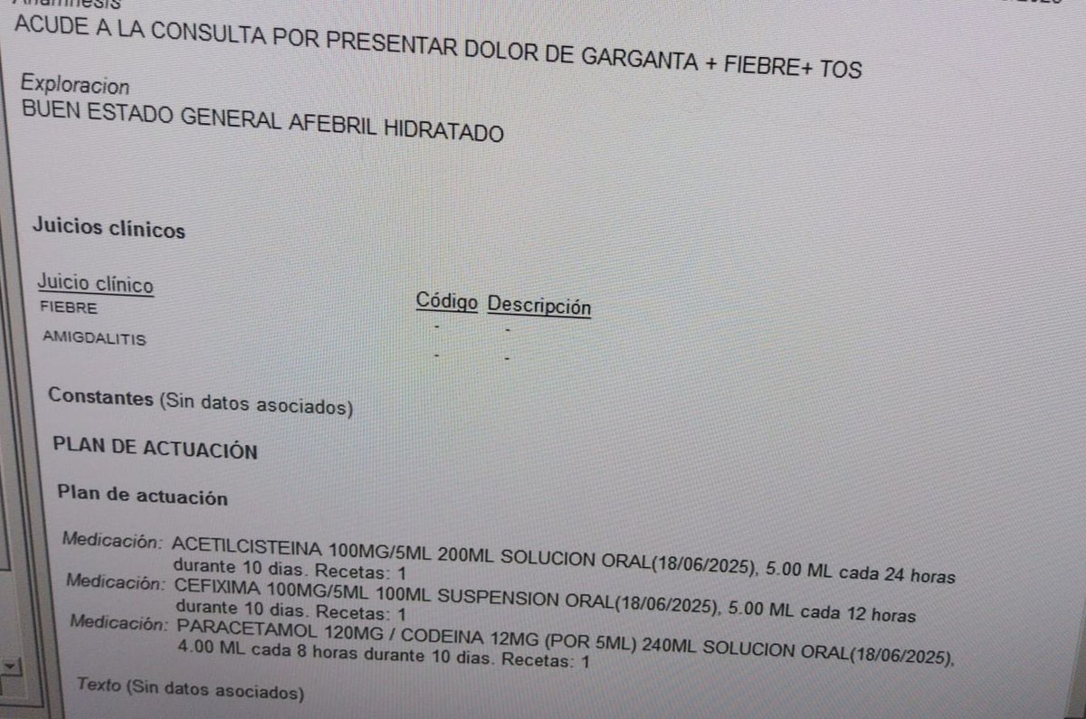 Esto es lo que pasa cuando no hay pediatra en el pueblo. Menos mal que hay test rápidos de estreptococo. Mientras haya “alguien” que vea a los niños no pasa nada.