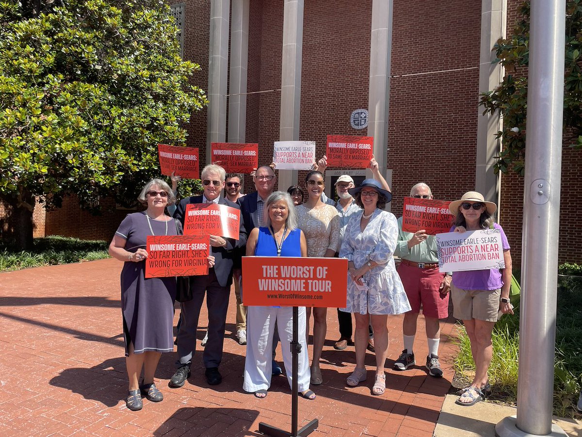 We kicked off the Worst of Winsome Tour today calling out <a href="/winwithwinsome/">Winsome Earle-Sears</a>’s extreme record of opposing reproductive rights and same-sex marriage.

Virginians across the Commonwealth know that <a href="/winwithwinsome/">Winsome Earle-Sears</a> is too extreme for Virginia.