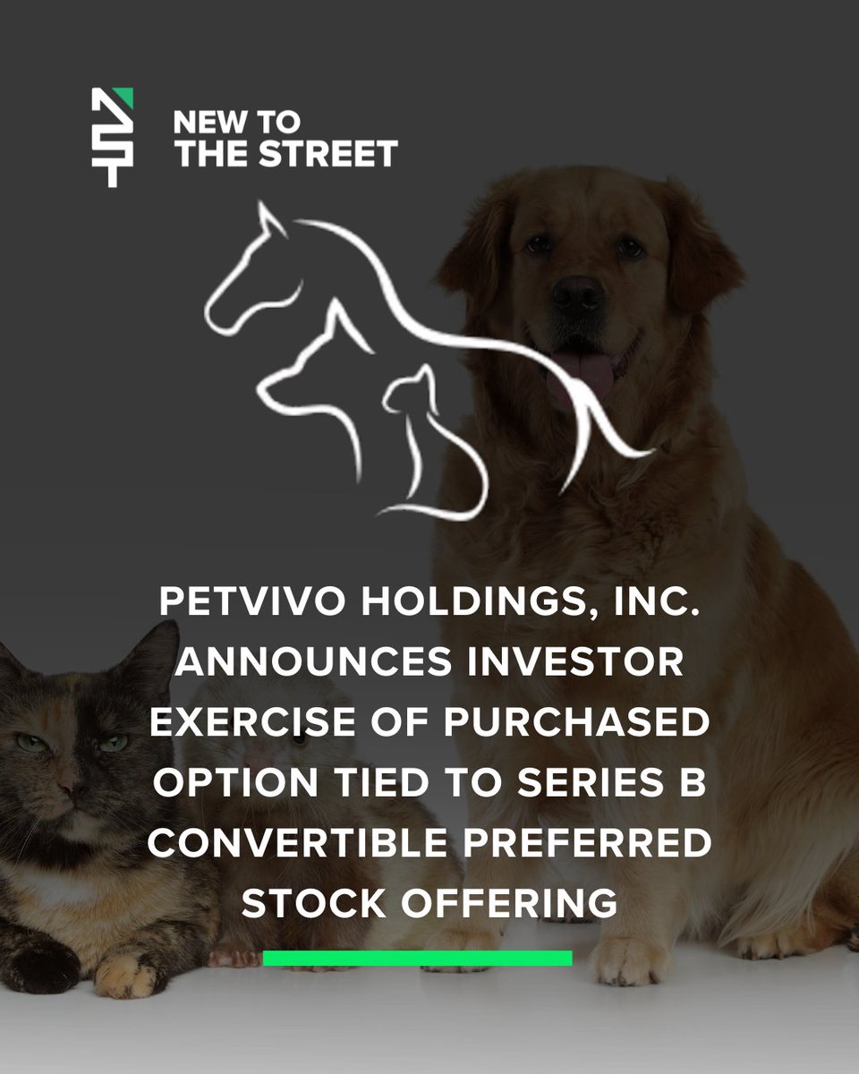 PetVivo Holdings Announces Investor Option Exercise 💼🐾

<a href="/PetVivo/">PetVivo Holdings, Inc.</a>  Holdings Inc. reveals that an investor has exercised a purchased option tied to its Series B Convertible Preferred Stock offering, marking a key step in the company’s growth strategy. <a href="/vincemedia1/">Vince Caruso</a> 

READ HERE⬇⬇