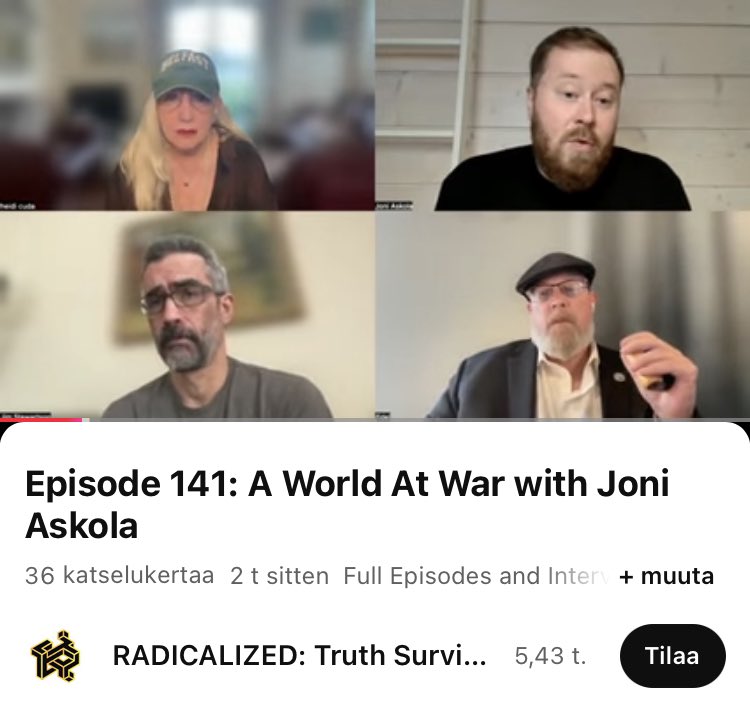 Joni Askola (@joni_askola) on Twitter photo Had the pleasure to join <a href="/Heidi_Cuda/">Bette Dangerous</a>, <a href="/jimstewartson/">Jim Stewartson, Antifascist 🇨🇦🇺🇦🏴☠️🇺🇸</a> and High Fidelity on the <a href="/radicalizedpod/">radicalizedpod</a>.
Link to the episode in the comments: Had the pleasure to join <a href="/Heidi_Cuda/">Bette Dangerous</a>, <a href="/jimstewartson/">Jim Stewartson, Antifascist 🇨🇦🇺🇦🏴☠️🇺🇸</a> and High Fidelity on the <a href="/radicalizedpod/">radicalizedpod</a>.
Link to the episode in the comments: