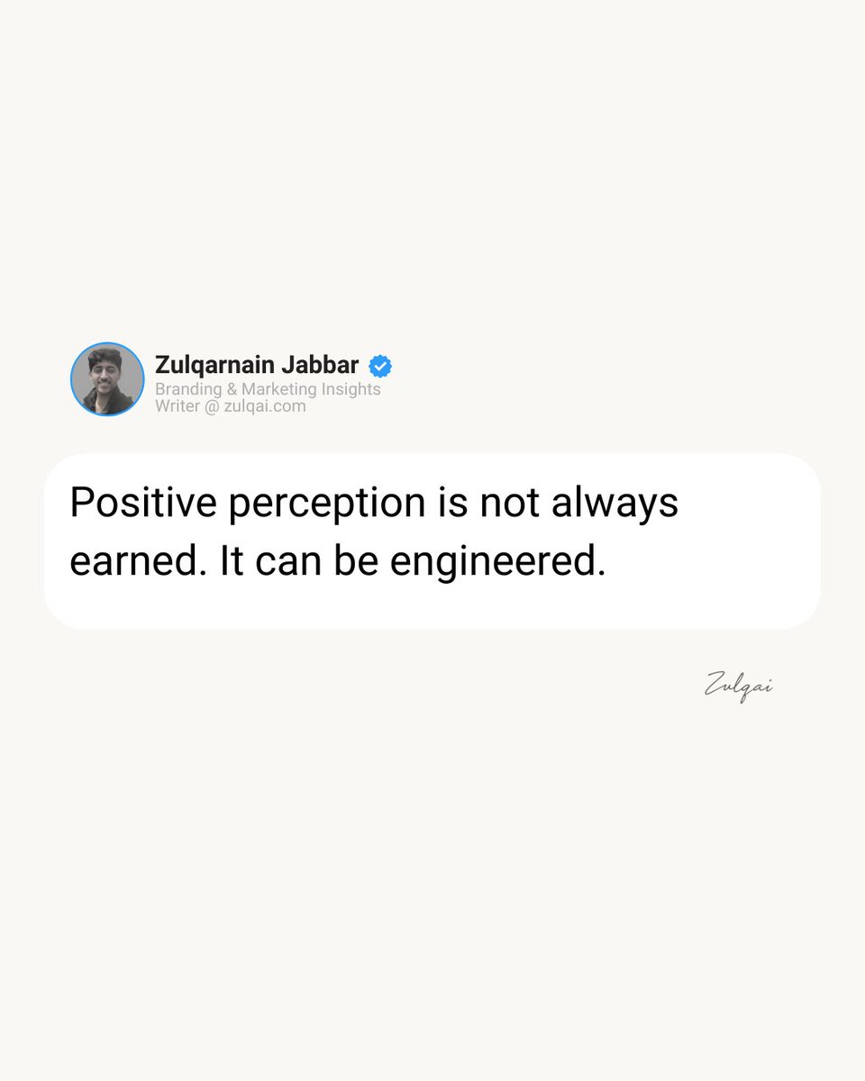 zulqai_official's tweet image. It’s not always earned. Sometimes it’s engineered.

#PerceptionEngineering #MarketingPsychology #EngineeredTrust #BehavioralScience #BrandStrategy #PsychOfInfluence #CognitiveBias #MarketingTruths #InfluenceTactics #SmartBranding #ConsumerBehavior #PerceptionHacks #PsychTwitter