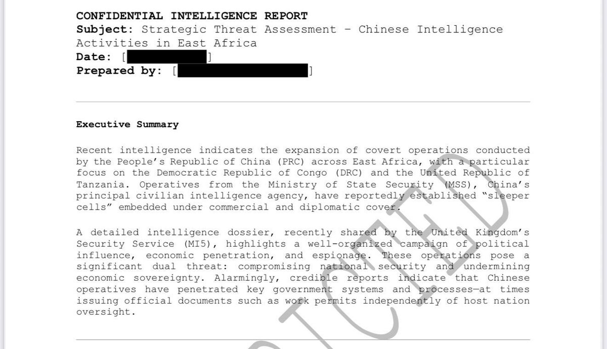 BREAKING: Kutokana na haja ya kulinda watoa taarifa wetu, tutakatakata hizi taarifa za Kijasusi ili kuutaarifu umma uchafu wa Wachina hasa nchini #Tanzania na #DRC. Ndio mjue hatuna serikali, tuna wahuni wanaoiuza nchi. #TanzaniaLeaks