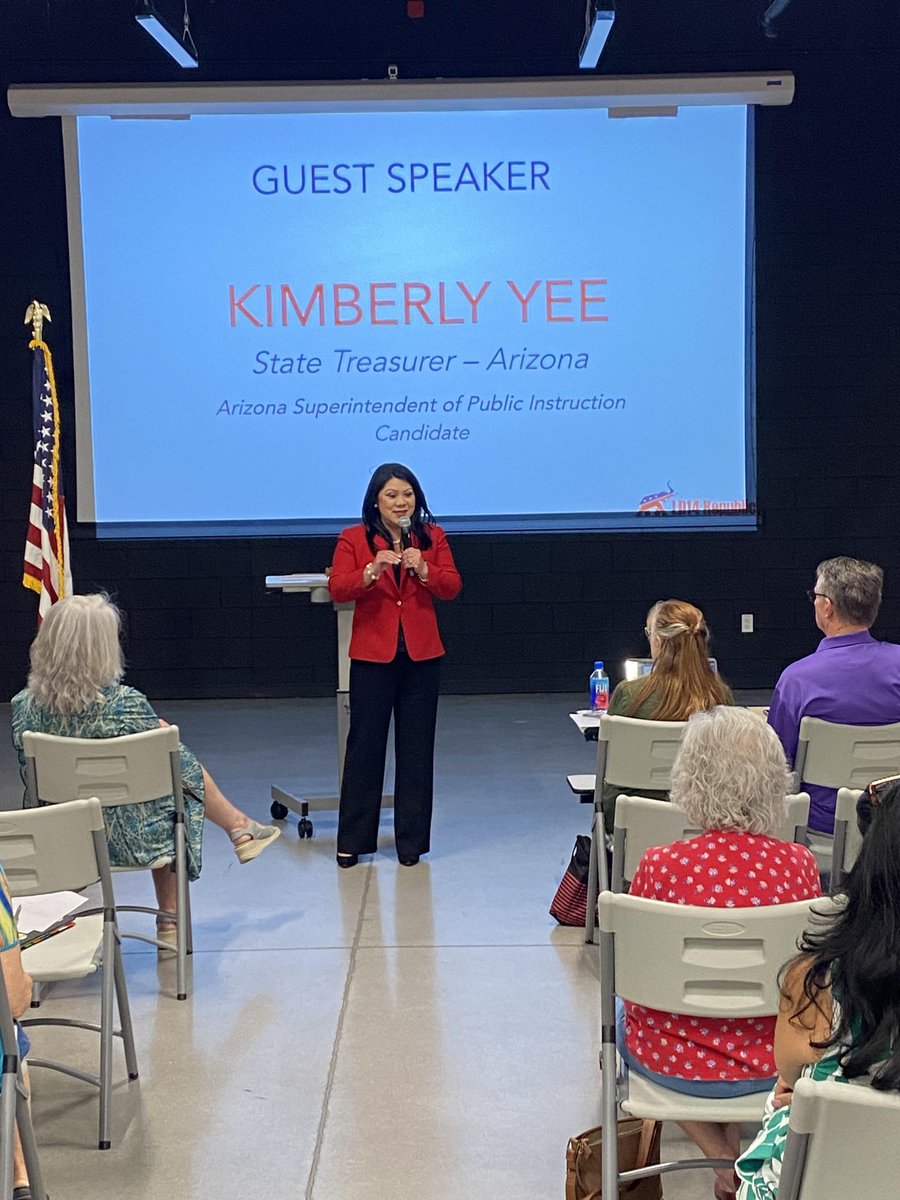 KimberlyYeeAZ's tweet photo. Thank you to #LD14 Republicans for inviting me to be a speaker last night to share about my campaign for Arizona State Superintendent! Visit my website to sign my petition and donate here โก๏ธ https://t.co/8g1yKYYLwe https://t.co/56S08mtOTZ