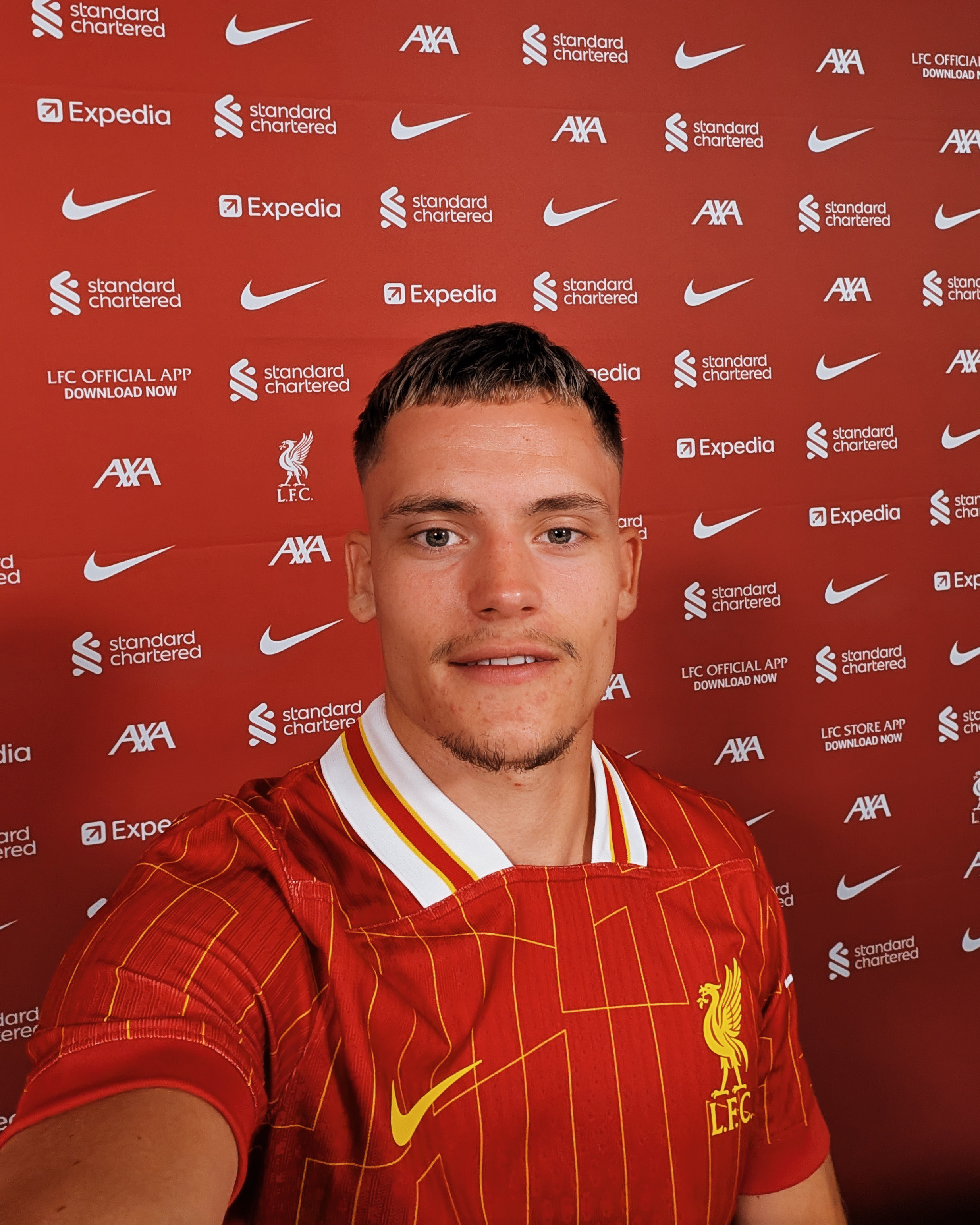 Selfie image of Florian Wirtz after signing for Liverpool.