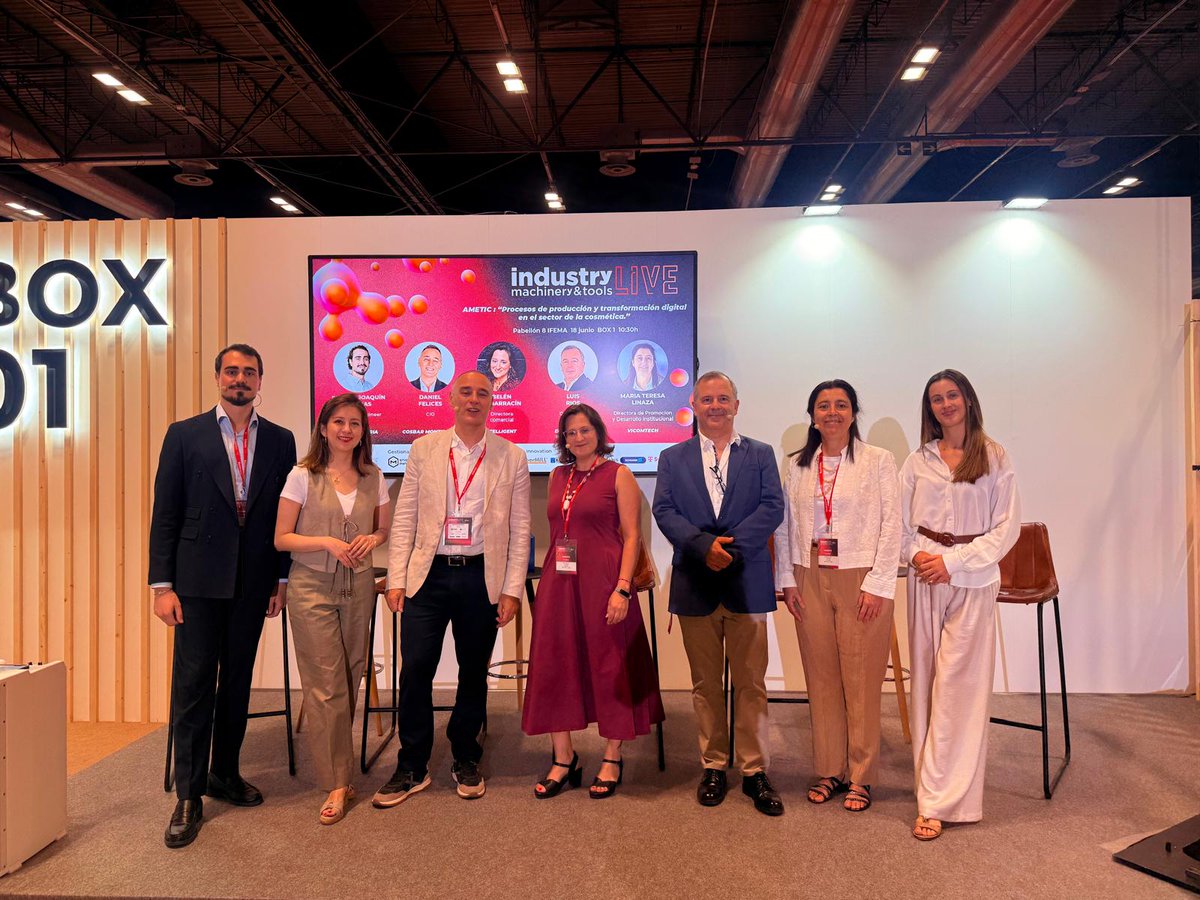 AMETIC (@ametic_es) on Twitter photo 🔎 Esta semana la Comisión de Industria 4.0 de AMETIC organizó un panel en @IndustryLive_ sobre “Procesos de producción y transformación digital en el sector de la cosmética”.
👥 Participaron como panelistas Daniel Felices (<a href="/montibello_est/">Montibello Estética</a>), <a href="/BelenAlbarracin/">Belén Albarracín</a>, (<a href="/ITelligent_IT/">ITELLIGENT</a>), 🔎 Esta semana la Comisión de Industria 4.0 de AMETIC organizó un panel en @IndustryLive_ sobre “Procesos de producción y transformación digital en el sector de la cosmética”.
👥 Participaron como panelistas Daniel Felices (<a href="/montibello_est/">Montibello Estética</a>), <a href="/BelenAlbarracin/">Belén Albarracín</a>, (<a href="/ITelligent_IT/">ITELLIGENT</a>),