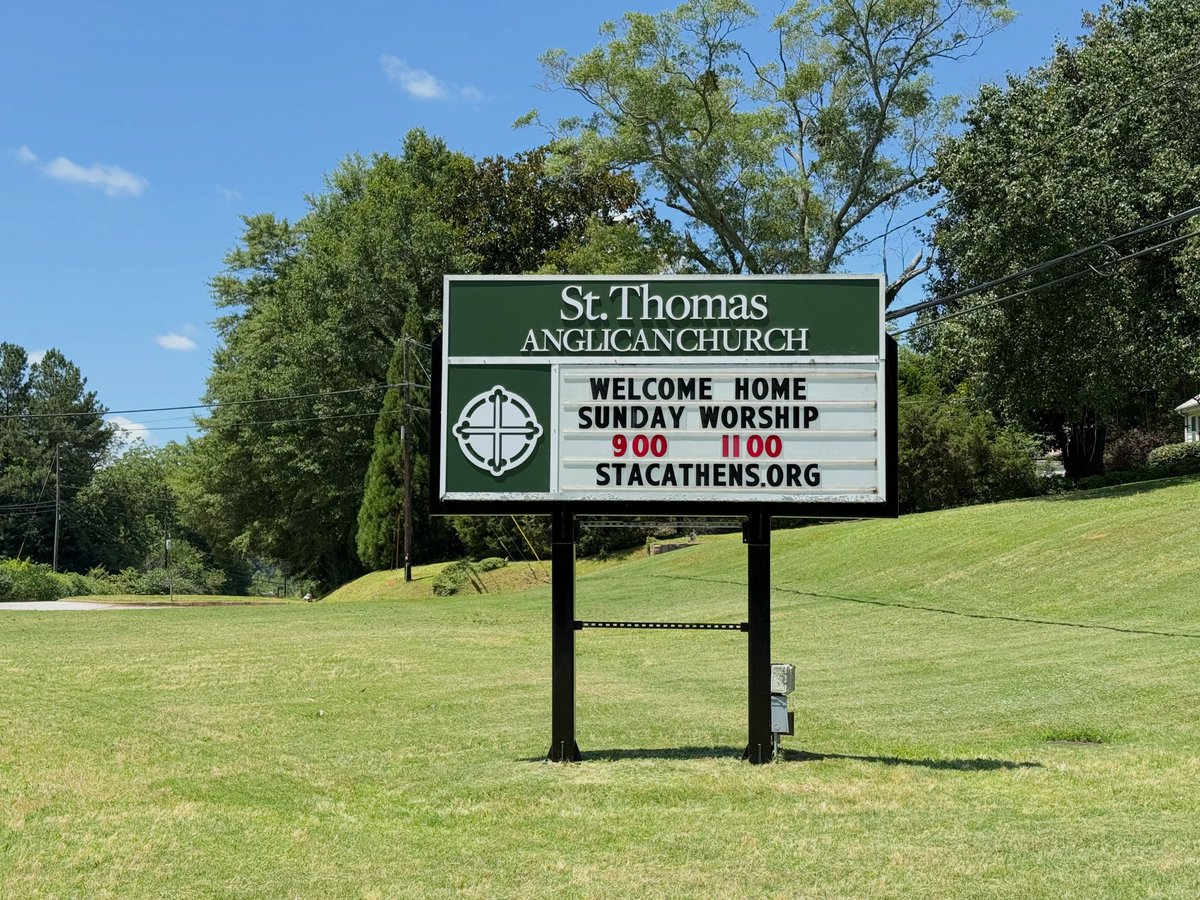 Something about a sign makes it real!

Join <a href="/stacathens/">St. Thomas Anglican</a> for our "Soft Open" this Sunday at 9 AM or 11 AM. The new church is located at 105 Timothy Place Athens, GA 30606. 

Can't wait to see everyone and worship together!