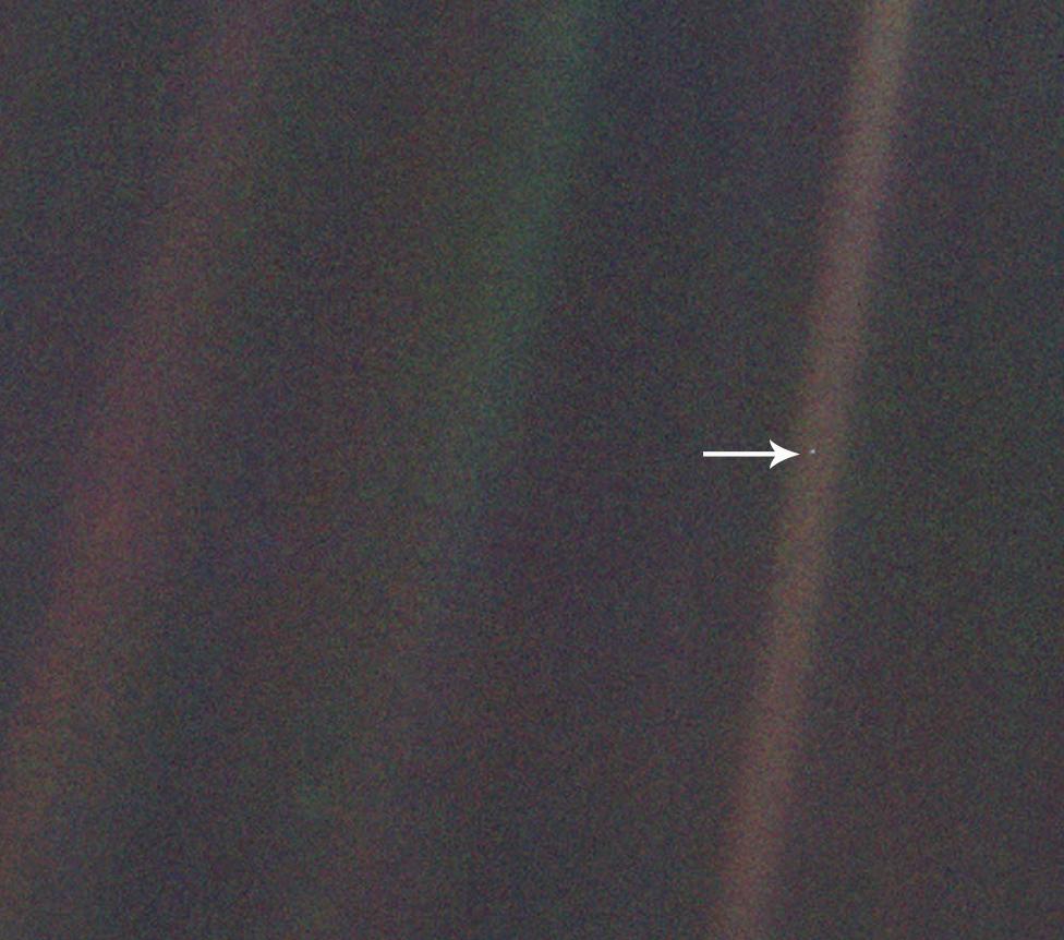 "Look again at that dot. That's here. That's home. That's us."